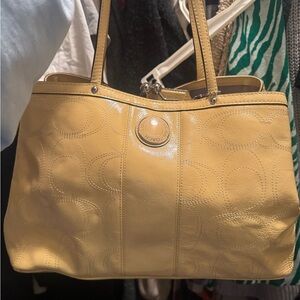 Coach Light Yellow Embossed Shoulder Bag